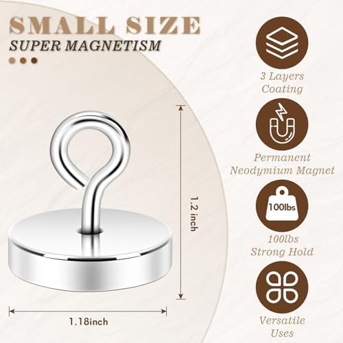 Neosmuk Magnetic Eye Bolt Hooks, 100lb Cruise Cabin Hooks - Image 6