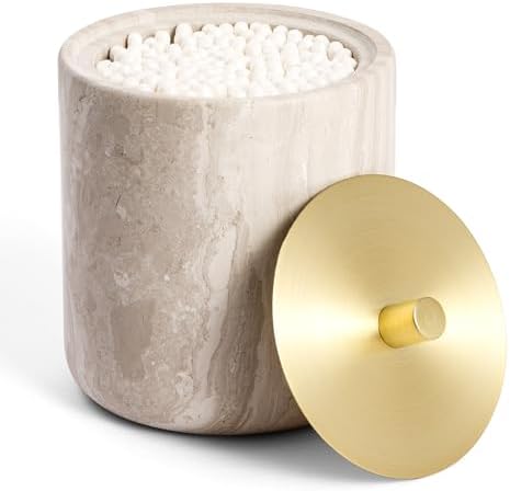 Marble Qtip Holder with Brass Lid by WORHE