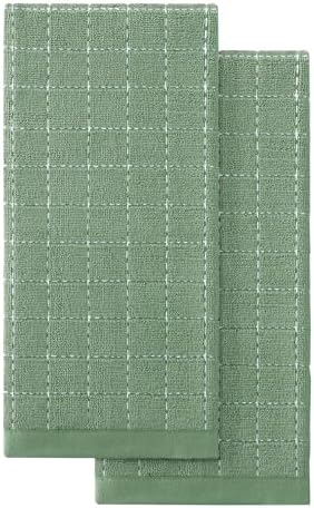 Homaxy 100% Cotton Terry Kitchen Towels, 2 Pack, Grass Green by Homaxy
