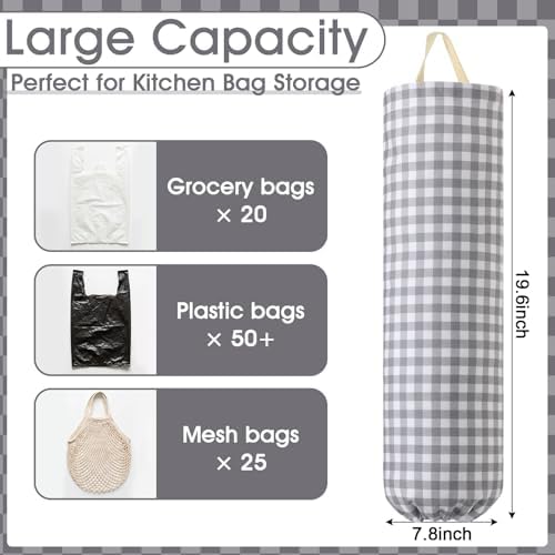 Gingham Plastic Bag Holder for Grocery Bag - Image 2