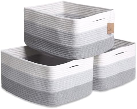 NaturalCozy Storage Baskets 16.8”x13”x7.6” Cotton Rope Woven Baskets by NaturalCozy