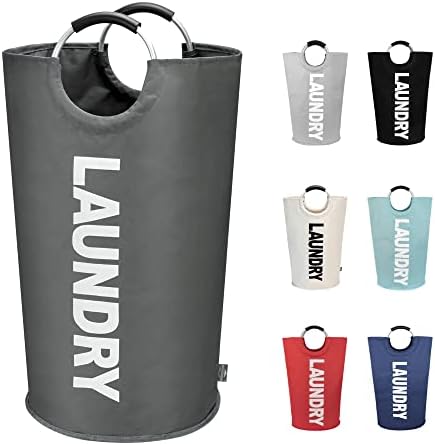 DOKEHOM 90L Large Laundry Basket Bag, Collapsible Tall Hamper, Dark Grey by DOKEHOM