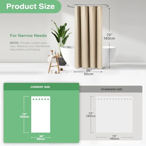 Dynamene Stall Waffle Shower Curtain 256 GSM Heavy Fabric 36x72 Beige/Khaki - Image 3