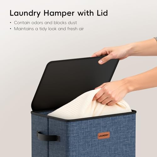 100L Laundry Hamper with Lid, Large Clothes Hampers with Removable Bag - Image 4