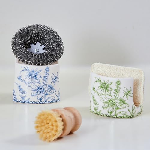 Bico Blue Garden Toile De Jouy Ceramic Kitchen Sponge Holder - Image 6