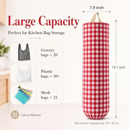 Gingham Plastic Bag Holder for Grocery Bag - Image 2