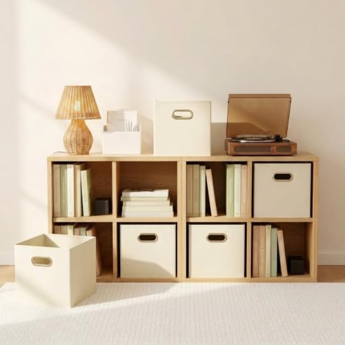 Fabric Storage Bins 6 Piece Set, Strong Poly-Woven Fabric, Sturdy Chipboard - Image 5