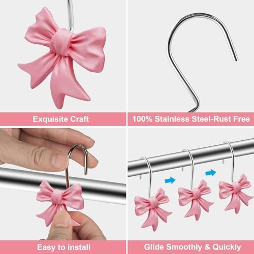 Bow Knot Decorative Shower Curtain Hooks - Image 4