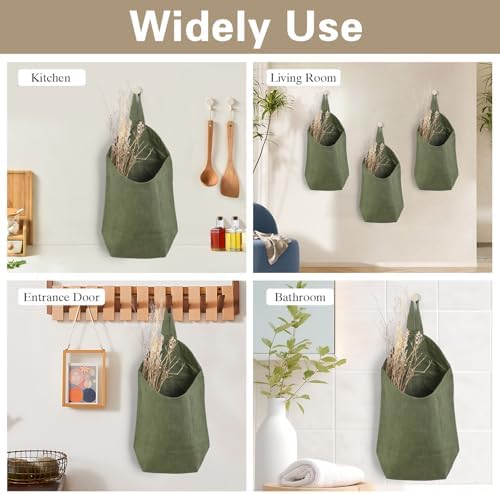 100% Linen Hanging Storage Bags Baskets 2 Pcs, Small Wall Storage Bag - Image 5