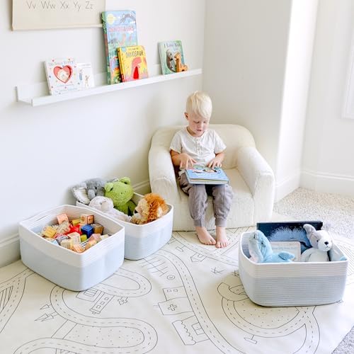 NaturalCozy Storage Baskets 16.8”x13”x7.6” Cotton Rope Woven Baskets - Image 3