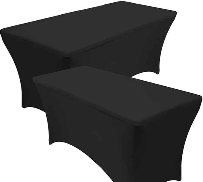 RELIANCER 2 Pack Stretch Spandex Table Covers for Rectangular Tables,6FT Elastic Fitted Tablecloth,Universal Rectangular Table Cloth Protector for Outdoor Party,Wedding,Bar,Birthday,Banquet,Events