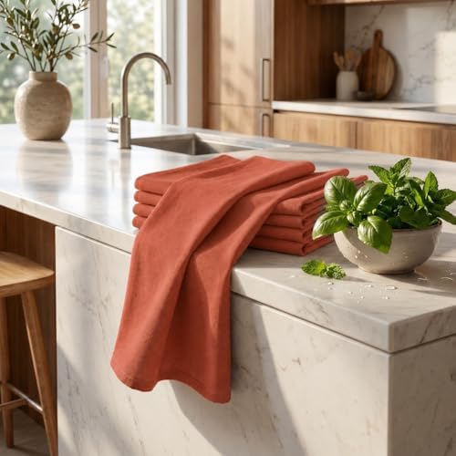 Urban Villa Kitchen Towels Cotton Dish Towels 20”x30” Rust - Image 6