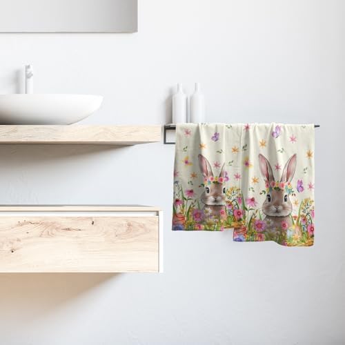 Cute Bunny Hand Towels for Bathroom 14"x28" Set of 2 Happy Easter Rabbit - Image 6