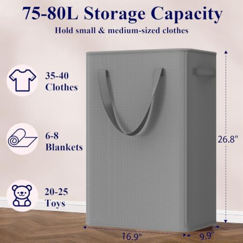 Optish 75L Slim Laundry Hamper, Large Laundry Basket - Image 3