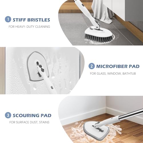 SetSail Tile Tub Scrubber Brush 3-in-1 Long Handle Shower Brush - Image 6