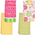 Ritz 4-Piece Kitchen Towel Set, Citrus Fruit & Watermelon Stripe Prints by RITZ