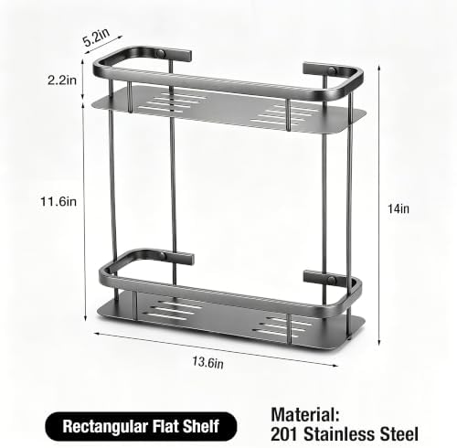 Corner Shower Caddy, 201 Stainless Steel Bathroom Shelf Organizer, Wall Mounted - Image 2