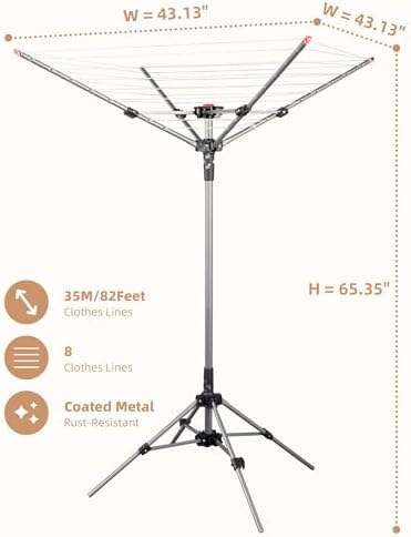 STORAGE MANIAC Portable Umbrella Clothes Drying Rack 8 Lines - Image 2