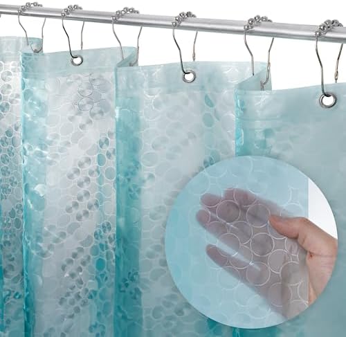 LiBa Shower Curtain PEVA 8G, 72x72 Inch Aqua Circle by Liba