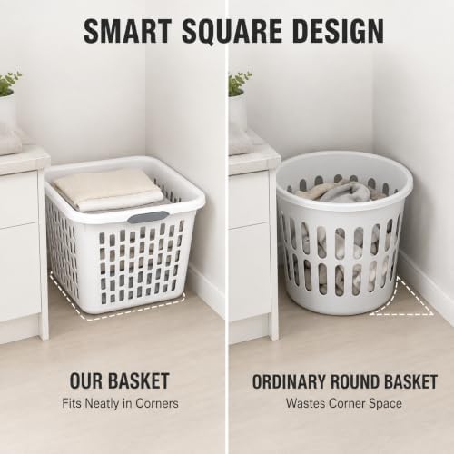 White Laundry Basket 6-Pack, 1.5 Bushel Square - Image 6