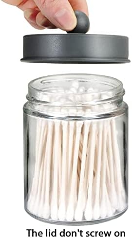 Amolliar Apothecary Jar Bathroom Storage Qtip Holder Glass - Image 3
