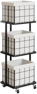 120L Vertical Laundry Sorter, 3 Tier Metal Rolling Laundry Basket by Gasvadivum