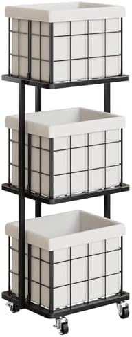 120L Vertical Laundry Sorter, 3 Tier Metal Rolling Laundry Basket by Gasvadivum