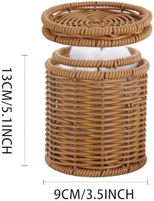 Rattan Q-tip Holder with Lid, Cotton Swab Canister - Image 3