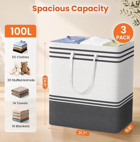 TranquilRelax 3-Pack Laundry Basket, Laundry Hamper - Image 2