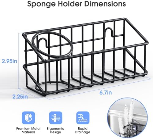 Kitchen Sink Organizer, Strong Adhesive Mount Detachable Sponge Holder - Image 2