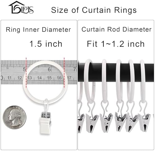 LLPJS 40 Pack Metal Curtain Rings - Image 3