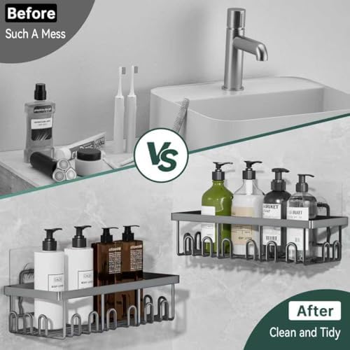 5-Pack Adhesive Shower Caddy for Bathroom & Home Decor Grey - Image 5