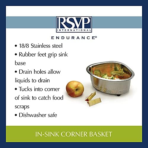 RSVP International Endurance Kitchen Collection Colander Strainer, Corner Basket - Image 6