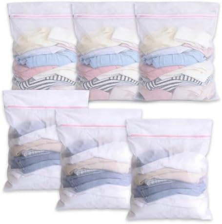 Extra Large Mesh Laundry Bags Washing Bag 6Pack Delicates Bag and Zipper by RUIQINQI