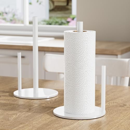 Paper Towel Holder White Stainless Steel Kitchen Countertop Roll Organizer - Image 7