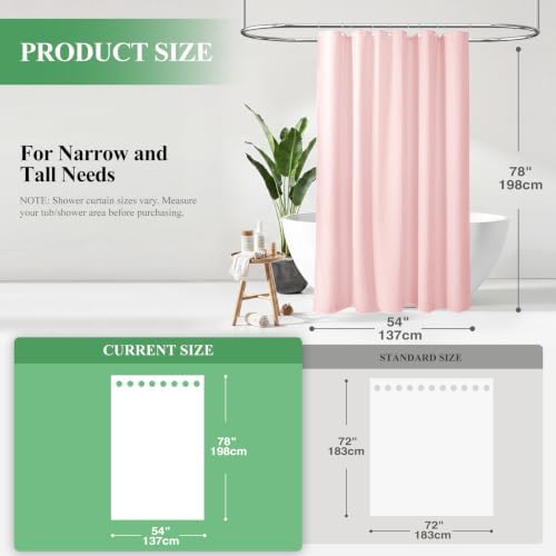 Dynamene Stall Waffle Shower Curtain 256 GSM Heavy Fabric 54x78 Pink - Image 2