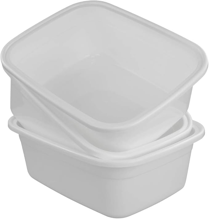 3-pack 18 Quart Dish Pan Wash Basin, Large Dish Tub, White