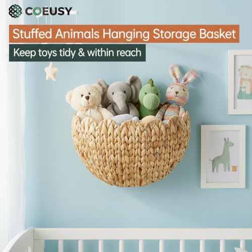 Coeusy Wicker Wall Basket, Scalloped Hanging Basket, Large-Size - Image 2