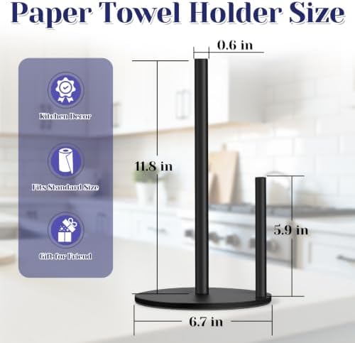 Black Paper Towel Holder, Countertop Paper Towel - Image 4