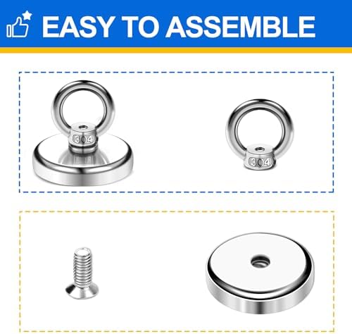 DIYMAG Magnetic Hooks with Countersunk Hole Eyebolt 110LBS 6 Pack - Image 5