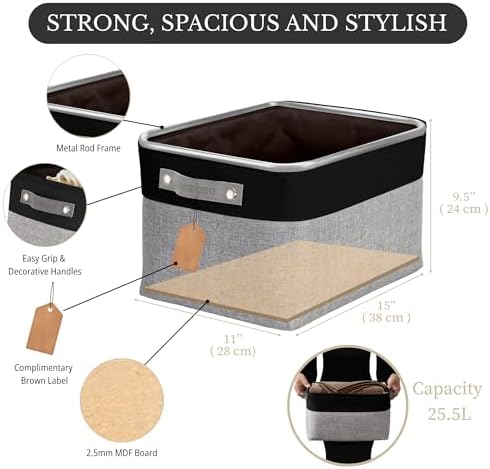 DECOMOMO Storage Bins, Large Fabric Storage Baskets - Image 3