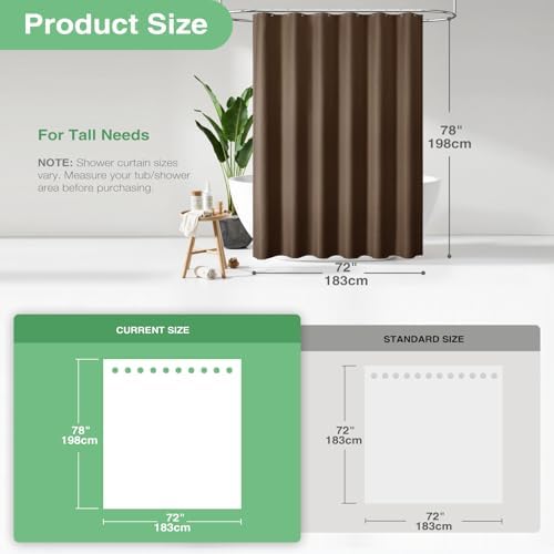 Dynamene Long Waffle Shower Curtain 256 GSM Heavy Fabric 72x78 Brown - Image 3