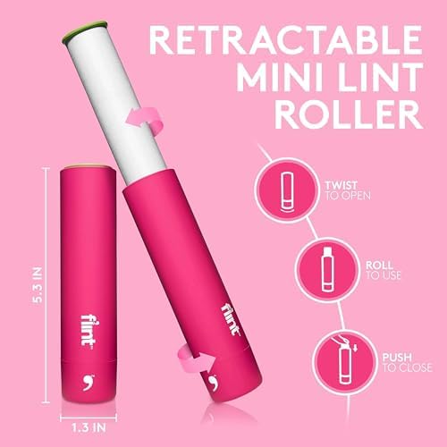 Flint Classic Pink Retractable Mini Lint Roller - Image 2