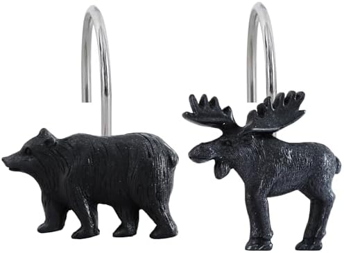 12-Piece Deer Bear Western Farmhouse Rustic Shower Curtain Hooks - Image 2