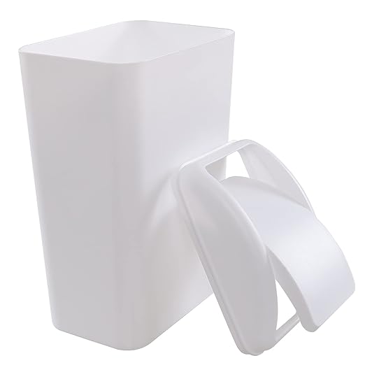 Vababa 1 Pack 3 Gallon Plastic Swing Top Trash Can, Slim Garbage Bin with Swing-Lid, White