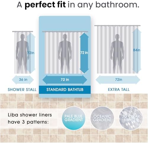 LiBa Shower Curtain Liner PEVA Waterproof, 72x72 Clear Bubbles 12 Rings - Image 4