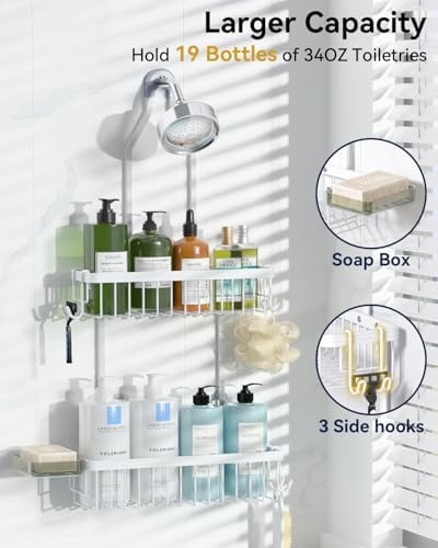 YASONIC Never Rust Shower Caddy Hanging, Aluminum Shower Racks - Image 3