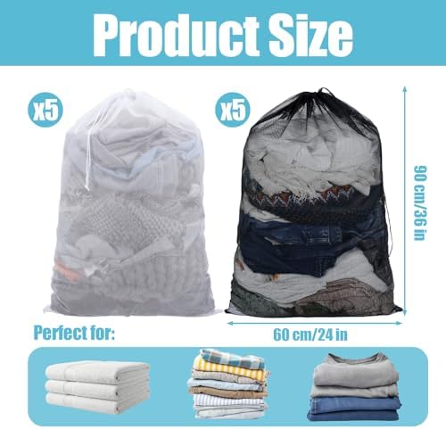 10 Pack Mesh Laundry Bags, 35.4" x 23.6" Heavy-Duty Laundry Bags Large - Image 2