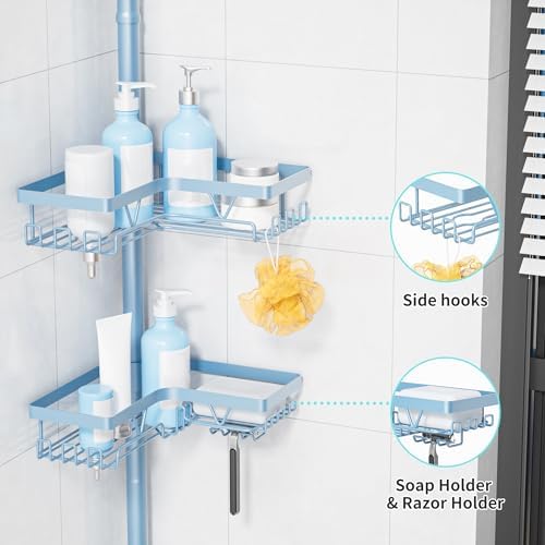 KEGII Shower Caddy Tension Pole, L-Shaped Corner Bathroom Organizer - Image 3