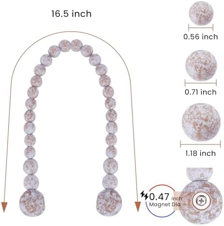 KLOGTSIND Magnetic Curtain Tiebacks, 4 Pack Wood Bead Curtain Holdbacks - Image 3